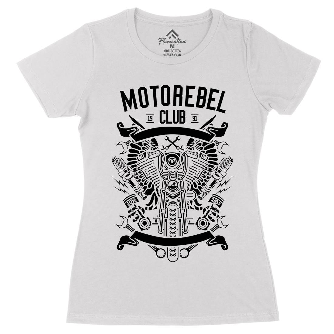 Motorebel Club Womens Organic Crew Neck T-Shirt Motorcycles B585