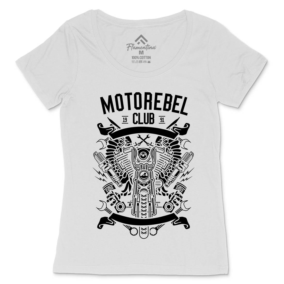 Motorebel Club Womens Scoop Neck T-Shirt Motorcycles B585