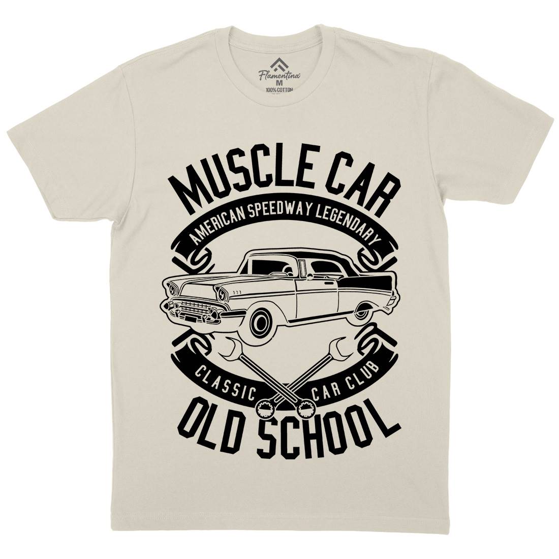Muscle Car Mens Organic Crew Neck T-Shirt Cars B586