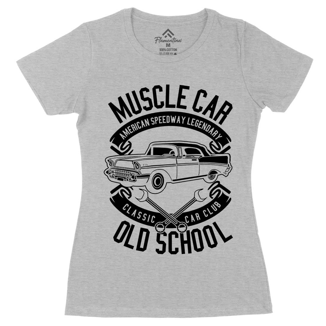 Muscle Car Womens Organic Crew Neck T-Shirt Cars B586