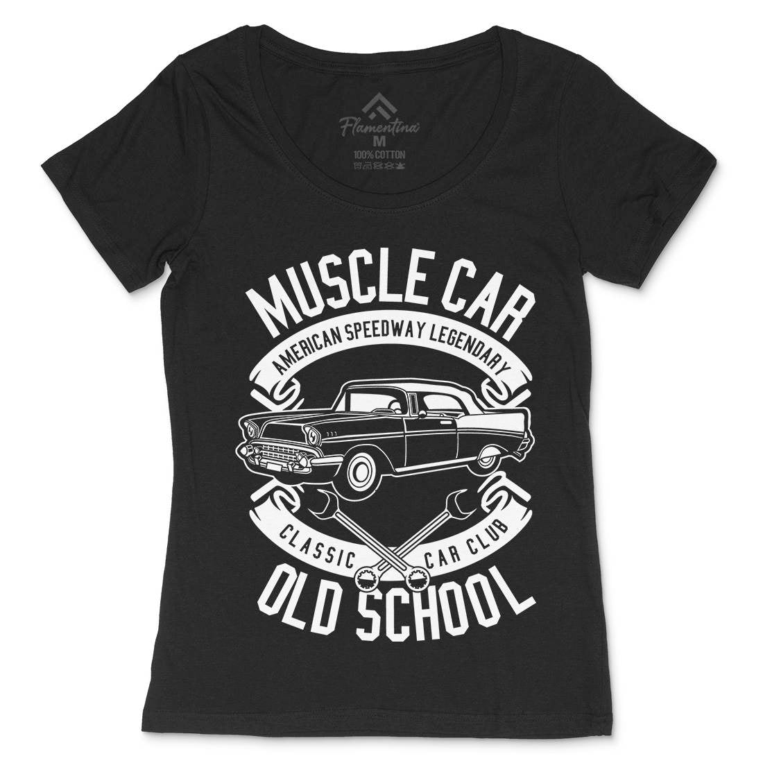 Muscle Car Womens Scoop Neck T-Shirt Cars B586