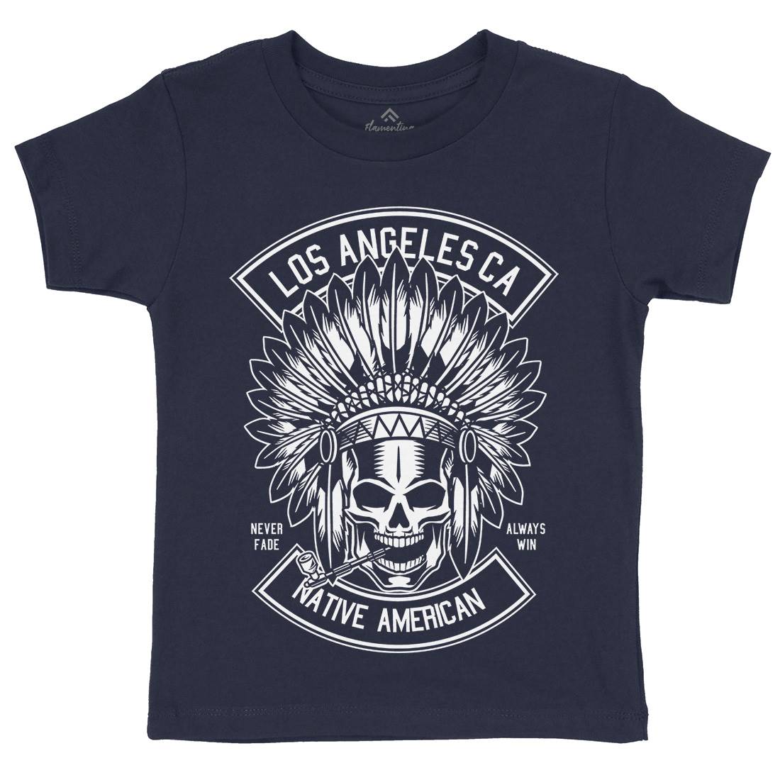 Native American Skull Kids Organic Crew Neck T-Shirt American B587