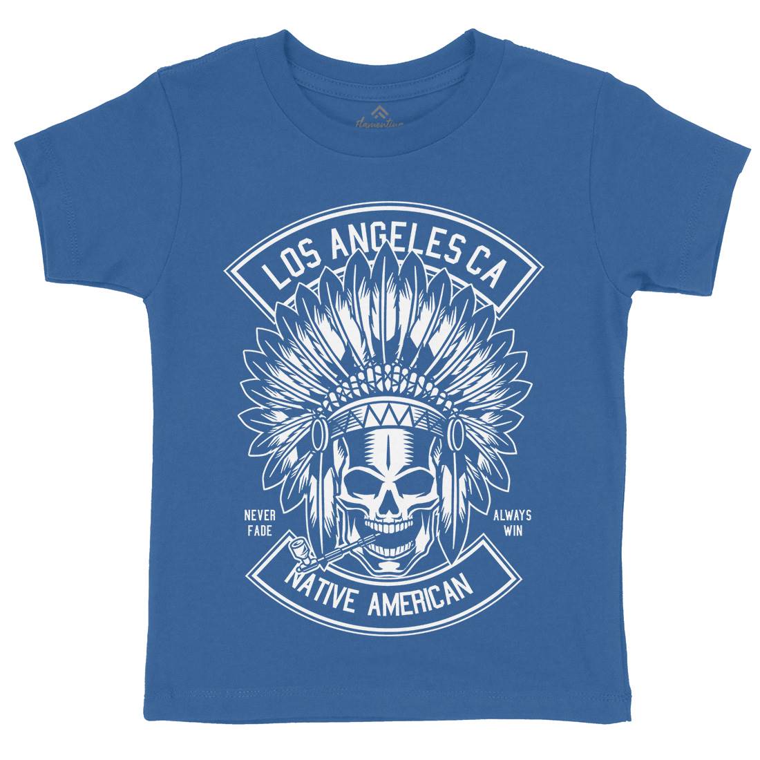 Native American Skull Kids Organic Crew Neck T-Shirt American B587