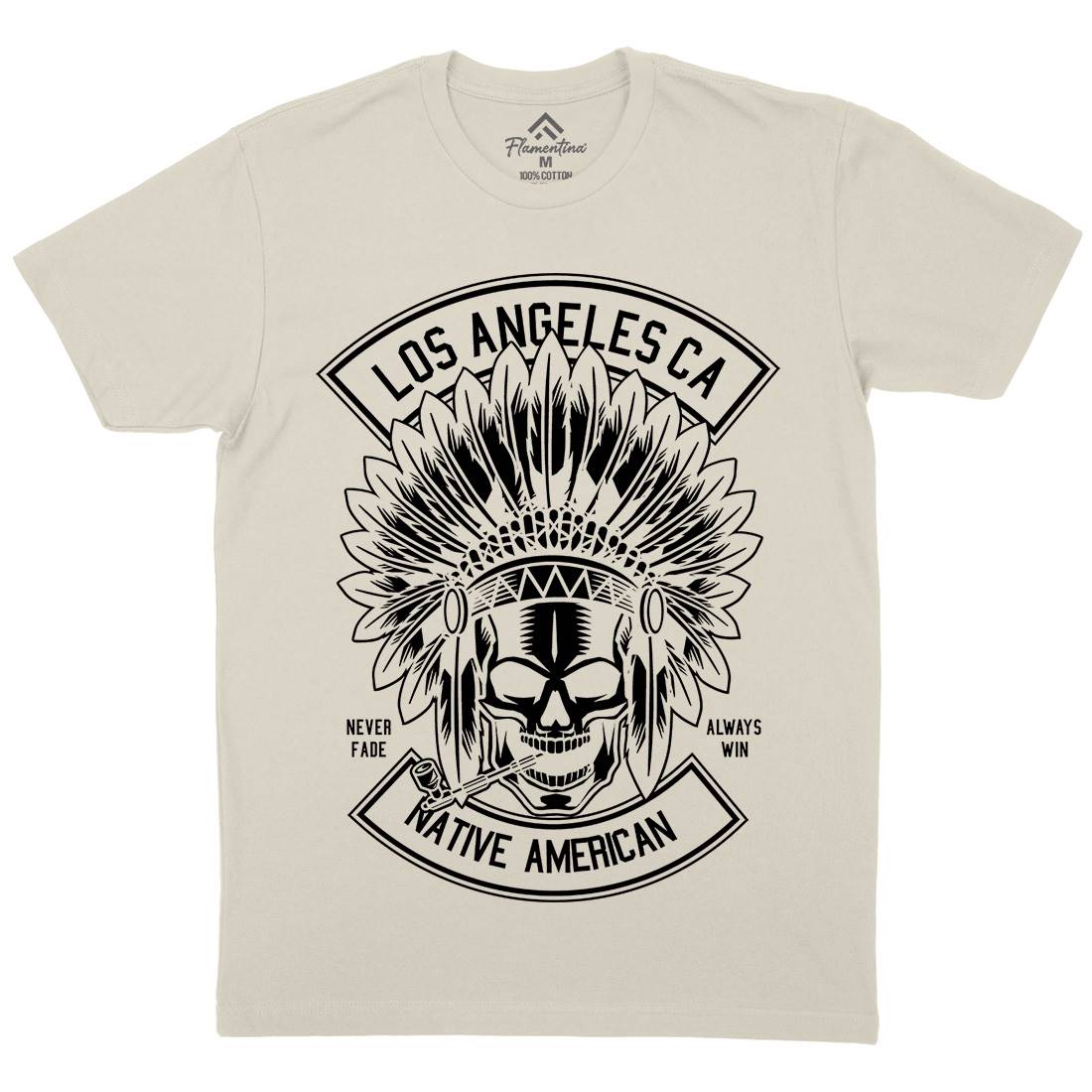 Native American Skull Mens Organic Crew Neck T-Shirt American B587