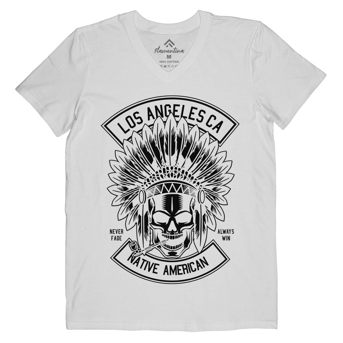 Native American Skull Mens V-Neck T-Shirt American B587