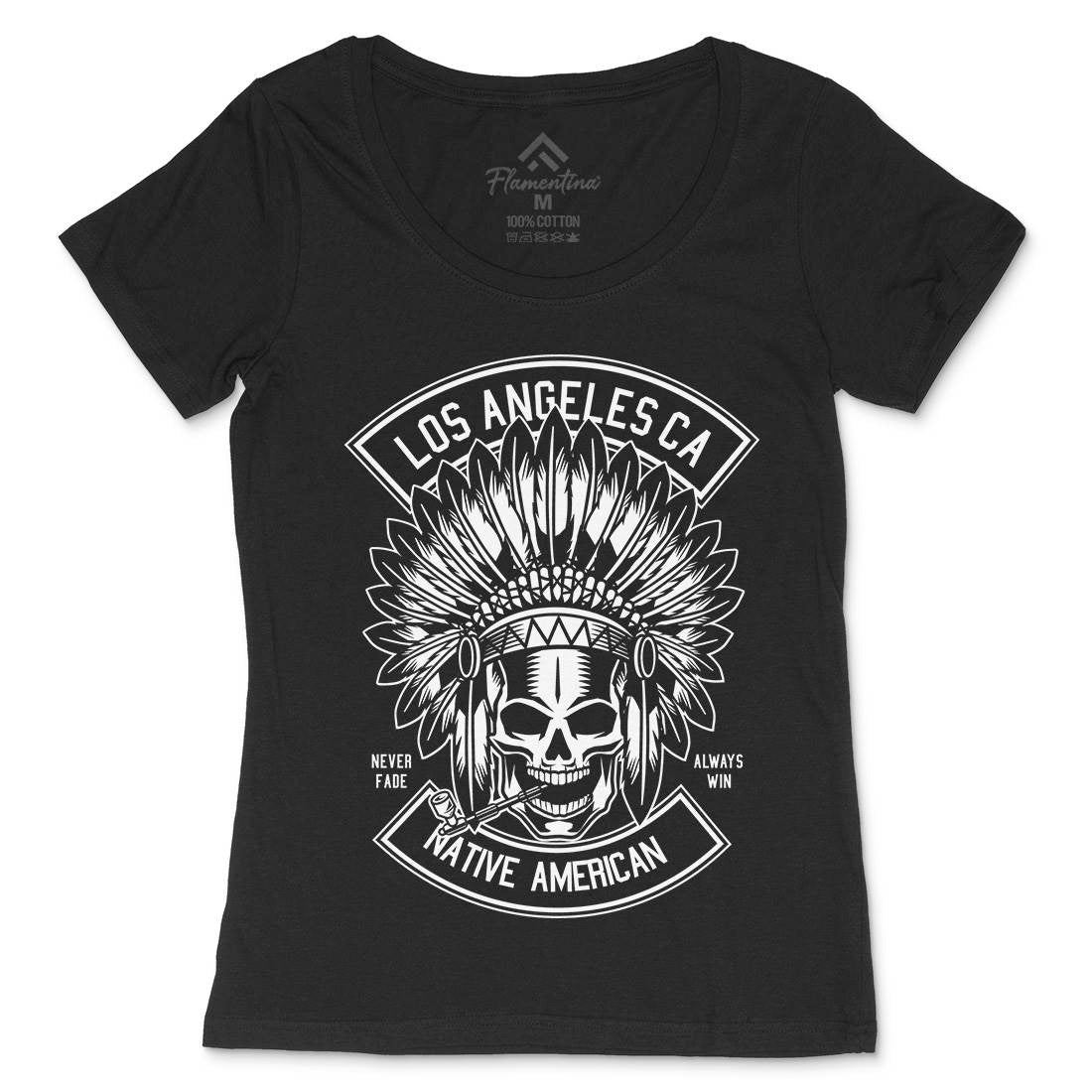 Native American Skull Womens Scoop Neck T-Shirt American B587