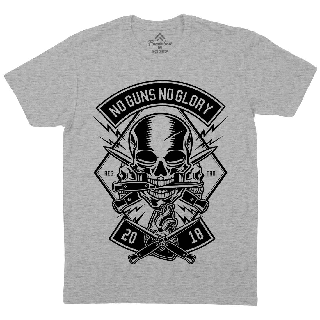 No Guns No Glory Mens Organic Crew Neck T-Shirt Army B588