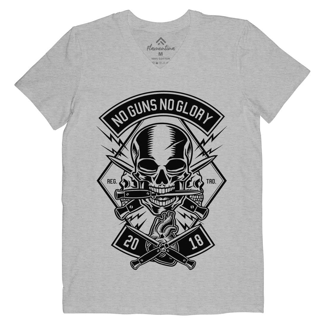 No Guns No Glory Mens V-Neck T-Shirt Army B588
