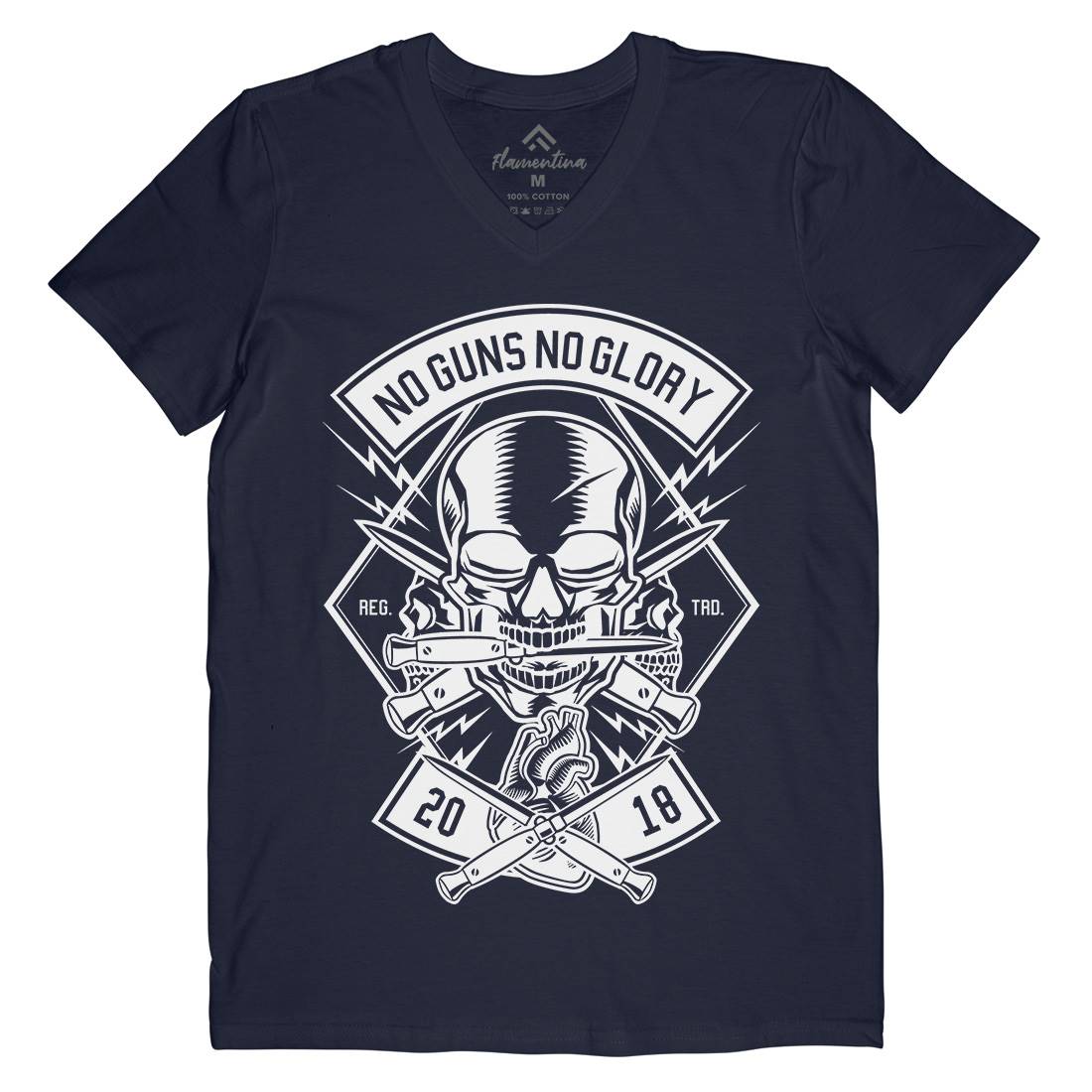 No Guns No Glory Mens Organic V-Neck T-Shirt Army B588