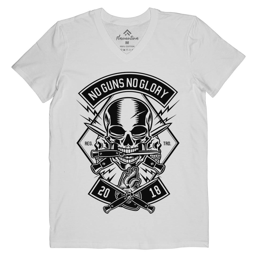 No Guns No Glory Mens Organic V-Neck T-Shirt Army B588