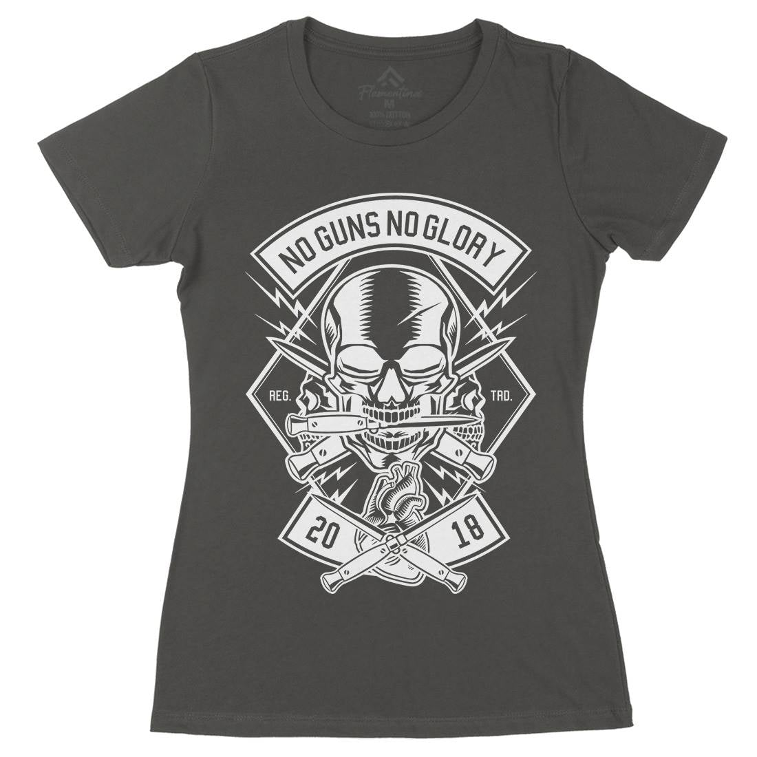 No Guns No Glory Womens Organic Crew Neck T-Shirt Army B588