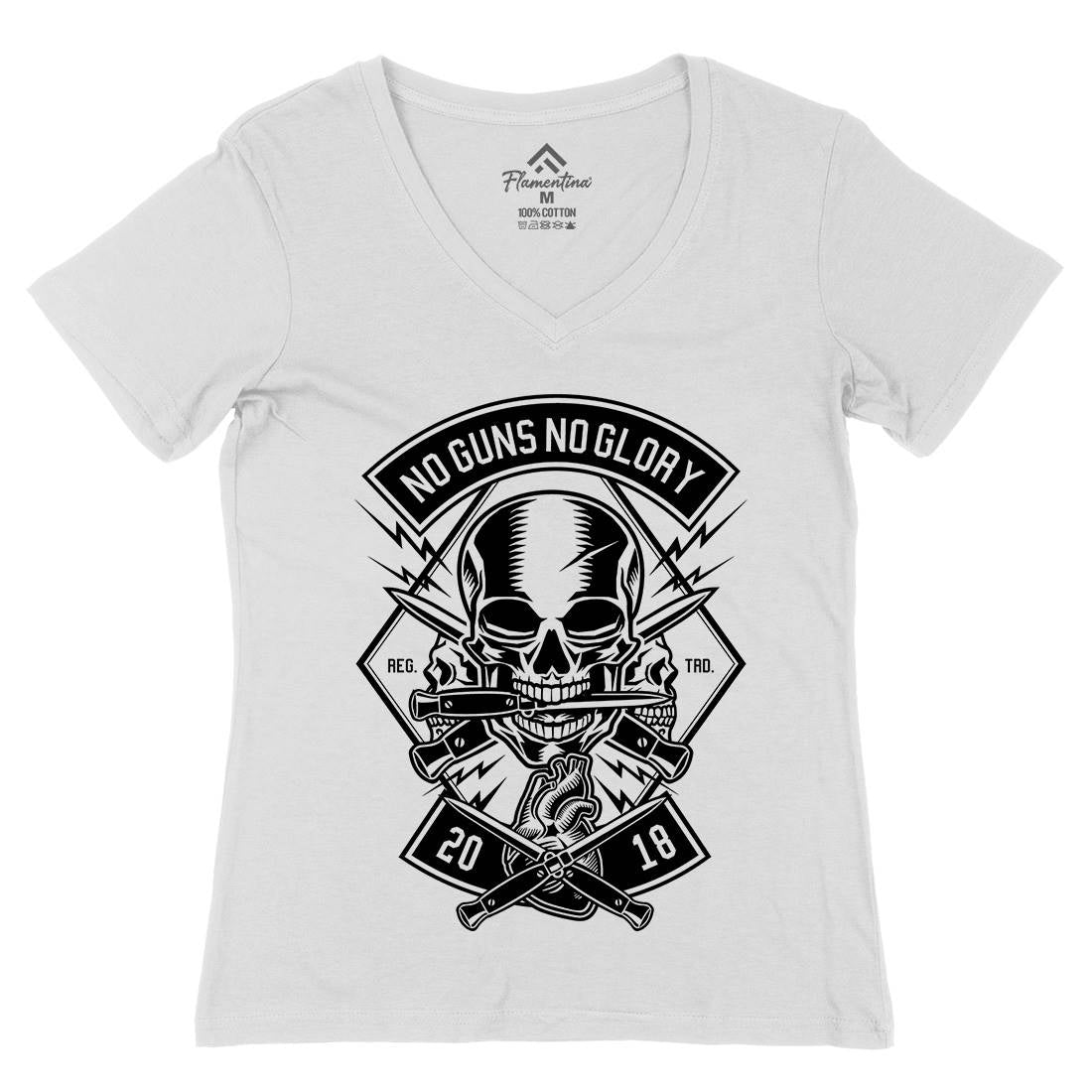 No Guns No Glory Womens Organic V-Neck T-Shirt Army B588