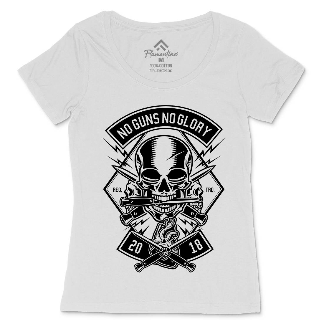 No Guns No Glory Womens Scoop Neck T-Shirt Army B588