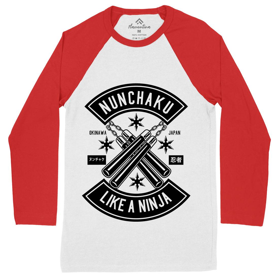 Nunchaku Mens Long Sleeve Baseball T-Shirt Sport B589