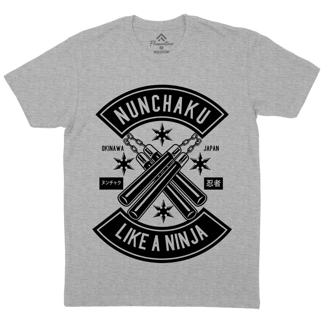 Nunchaku Mens Organic Crew Neck T-Shirt Sport B589