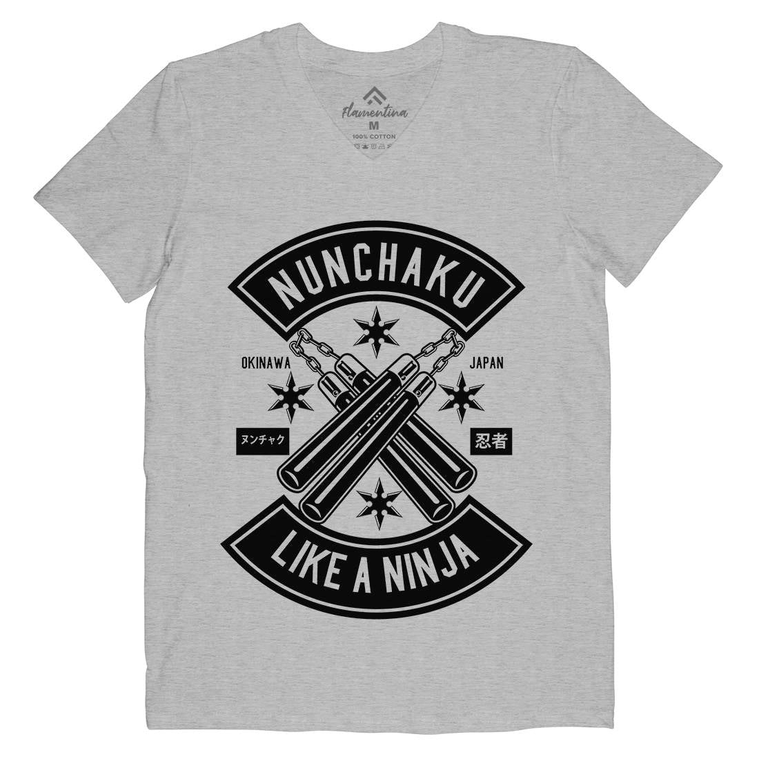 Nunchaku Mens V-Neck T-Shirt Sport B589
