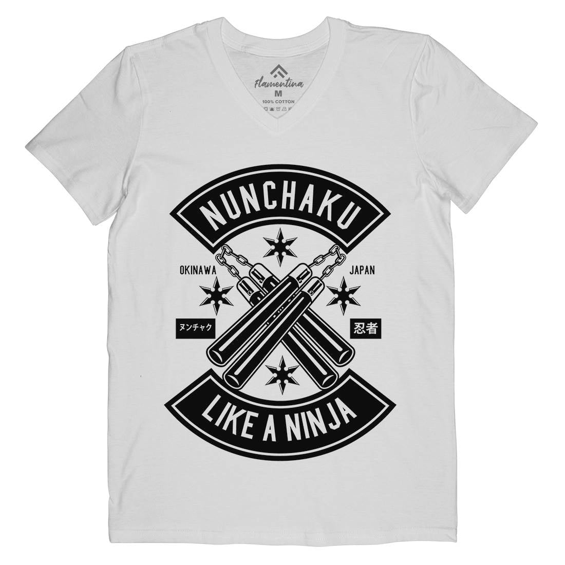 Nunchaku Mens Organic V-Neck T-Shirt Sport B589