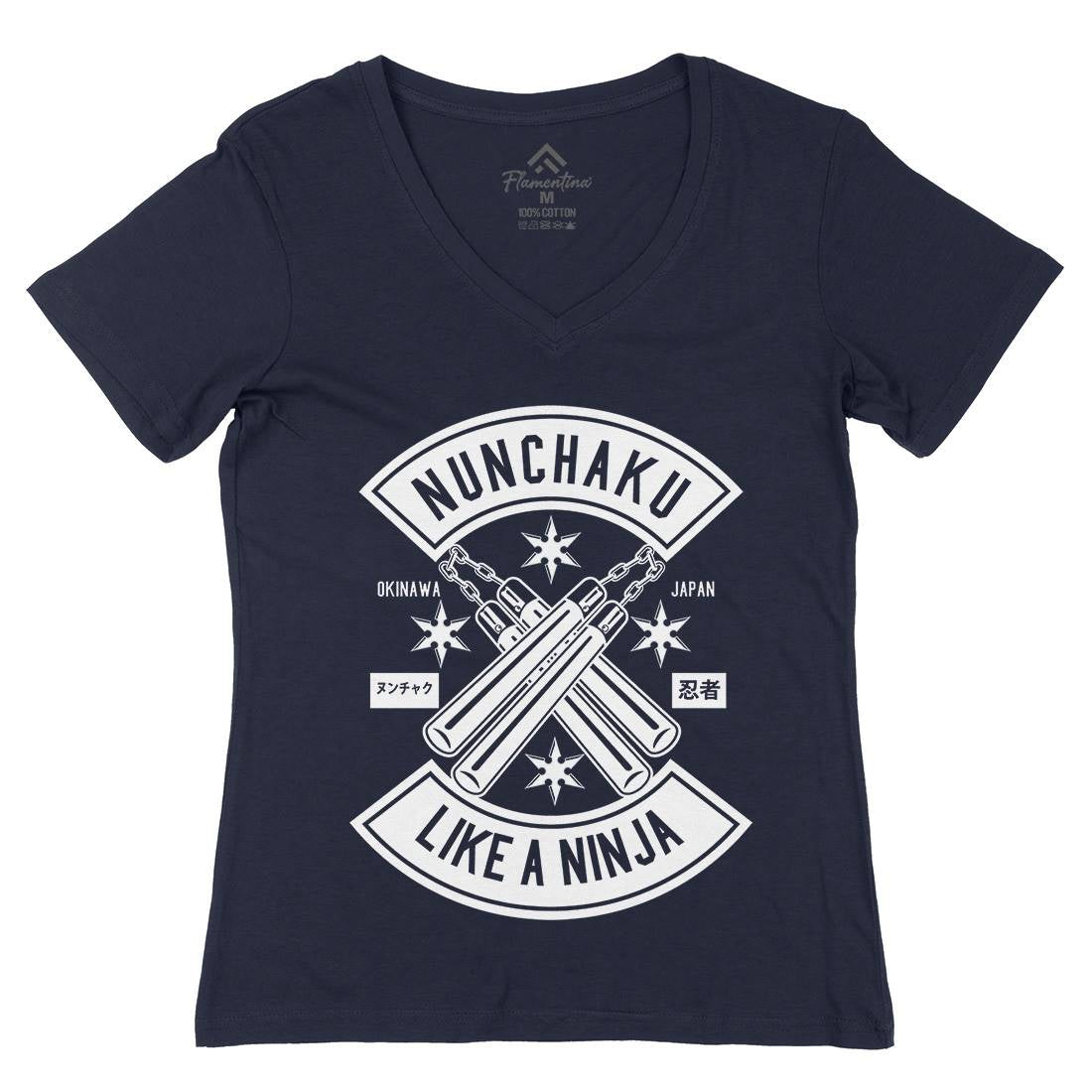 Nunchaku Womens Organic V-Neck T-Shirt Sport B589