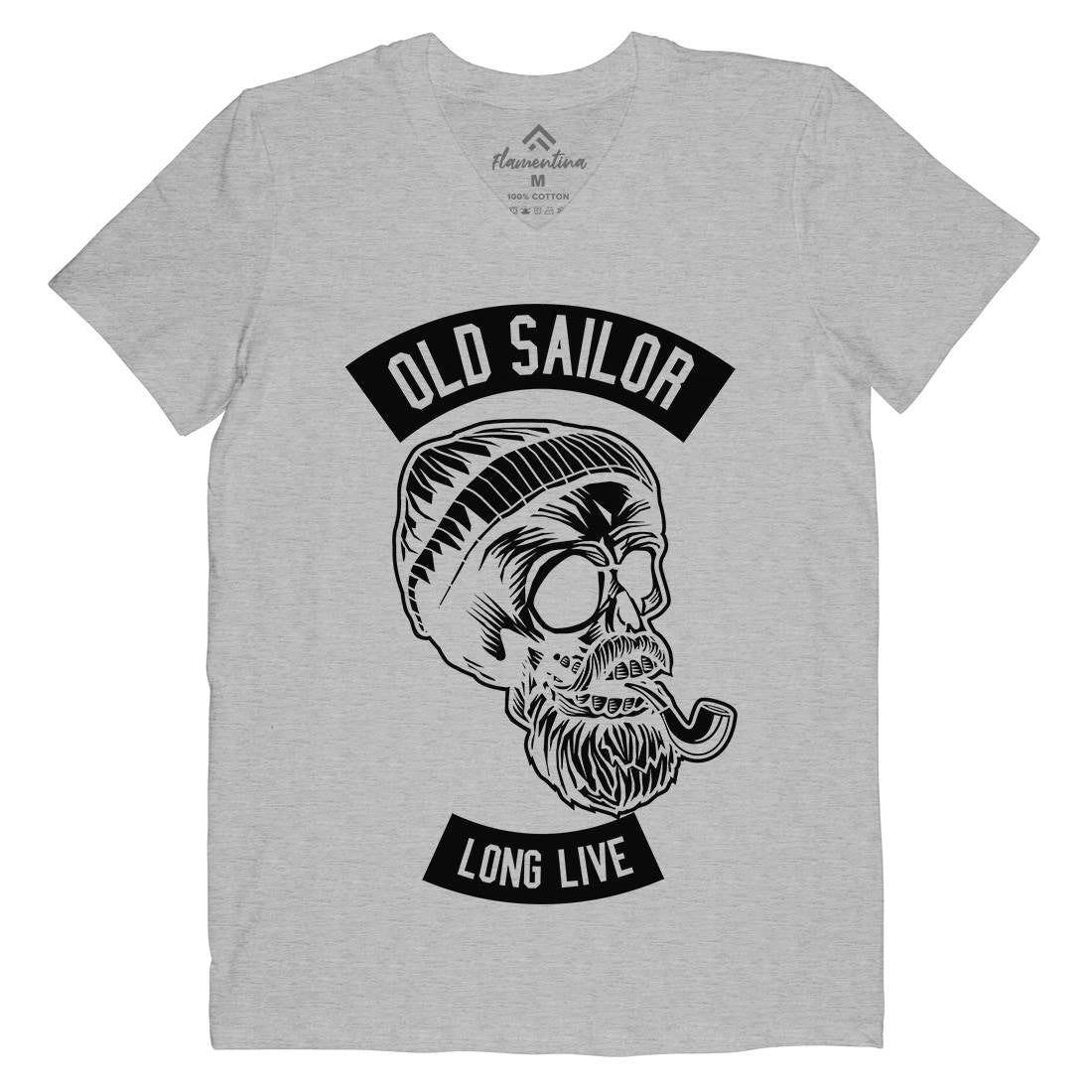 Old Sailor Mens Organic V-Neck T-Shirt Navy B590