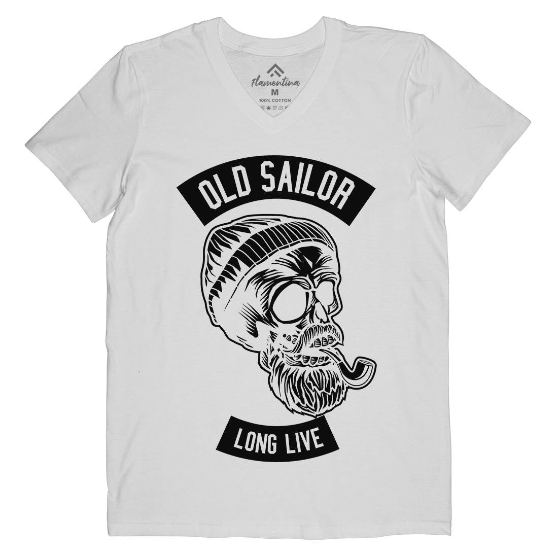 Old Sailor Mens V-Neck T-Shirt Navy B590