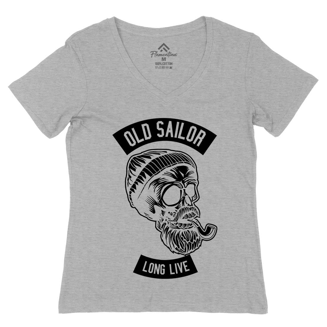 Old Sailor Womens Organic V-Neck T-Shirt Navy B590