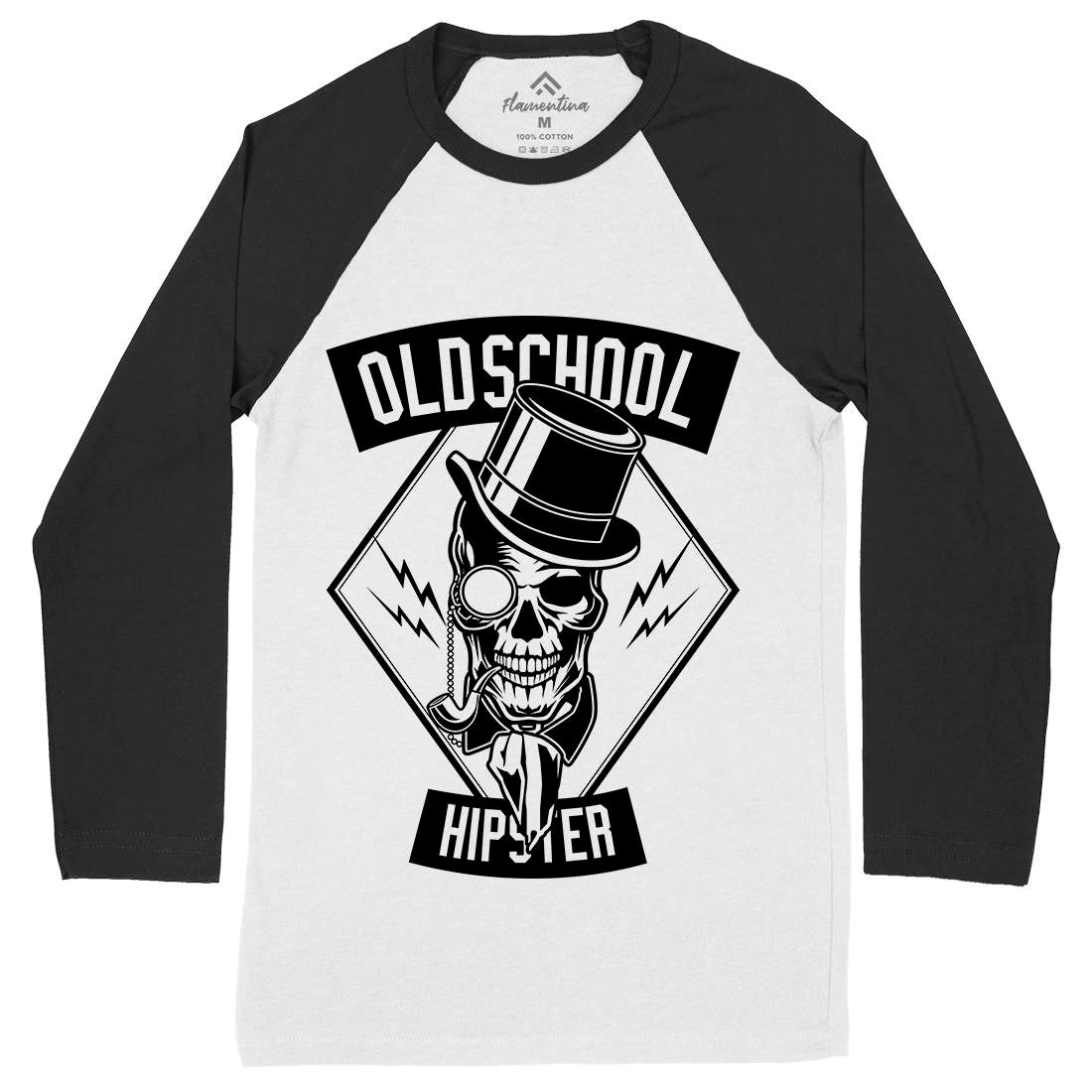 Old School Hipster Mens Long Sleeve Baseball T-Shirt Retro B592