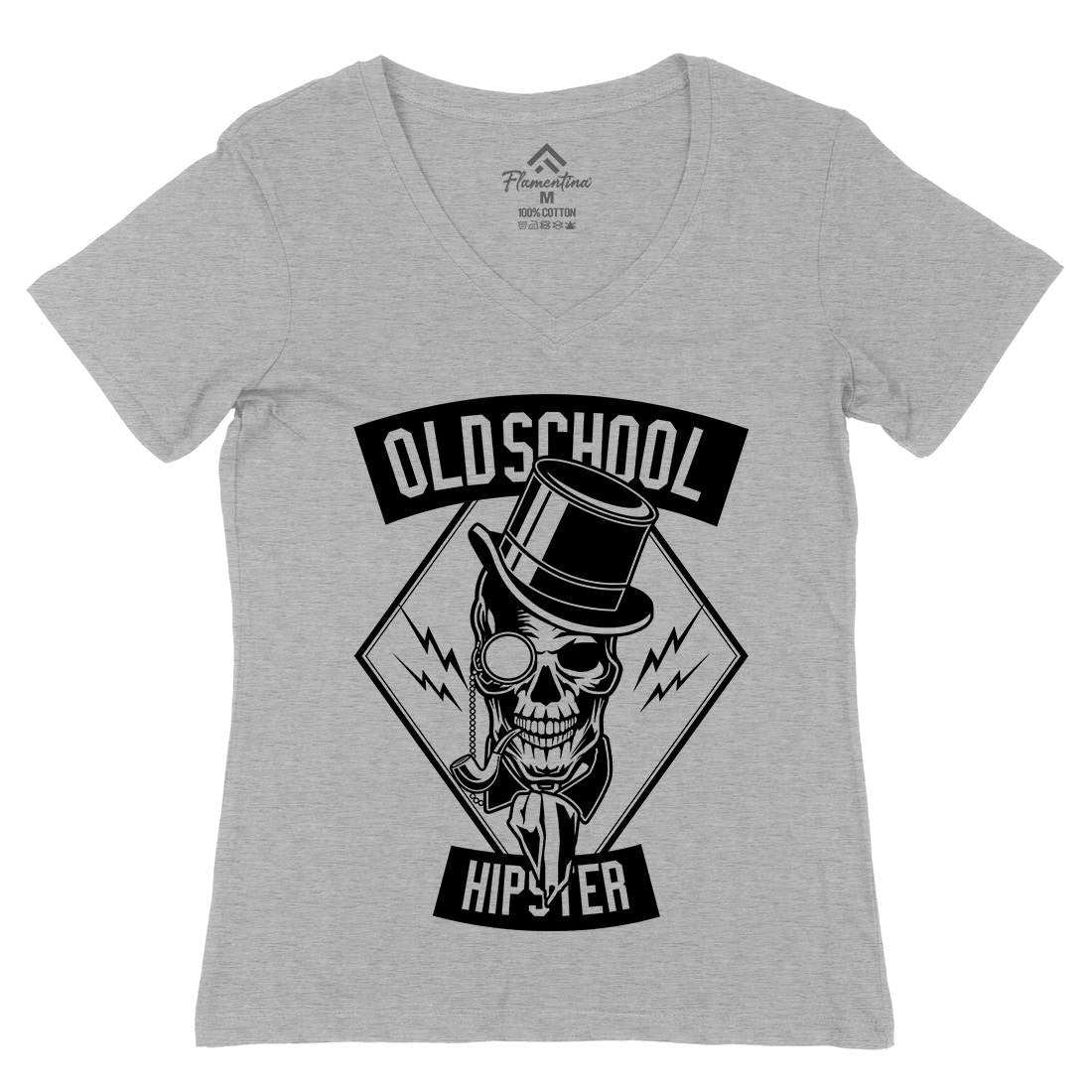 Old School Hipster Womens Organic V-Neck T-Shirt Retro B592