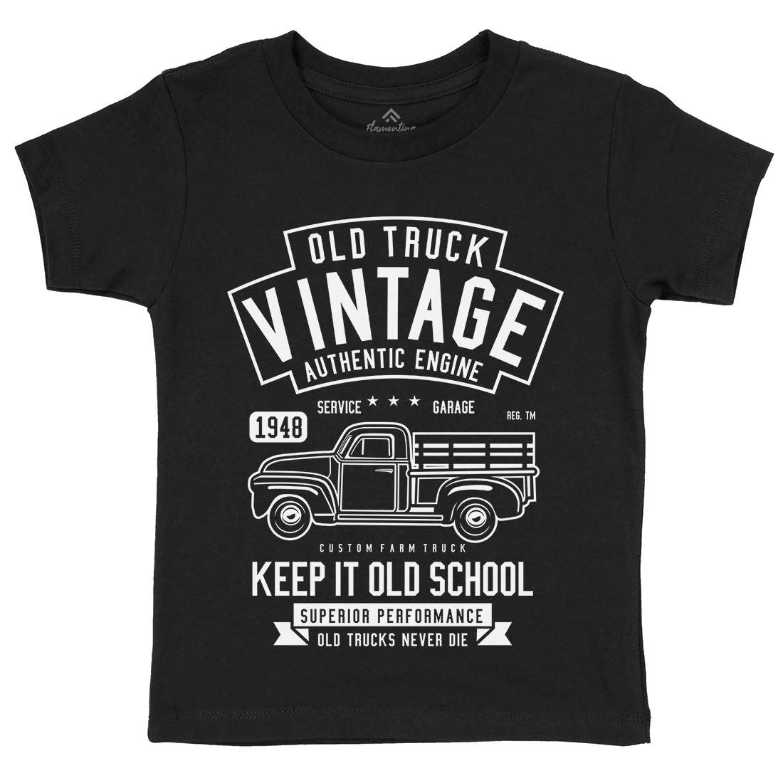 Old Truck Vintage Kids Organic Crew Neck T-Shirt Cars B593
