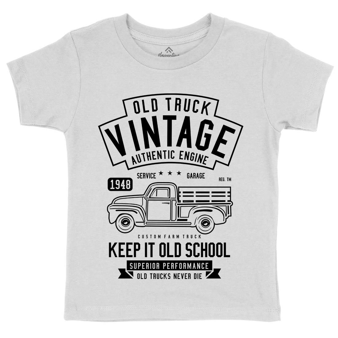 Old Truck Vintage Kids Organic Crew Neck T-Shirt Cars B593