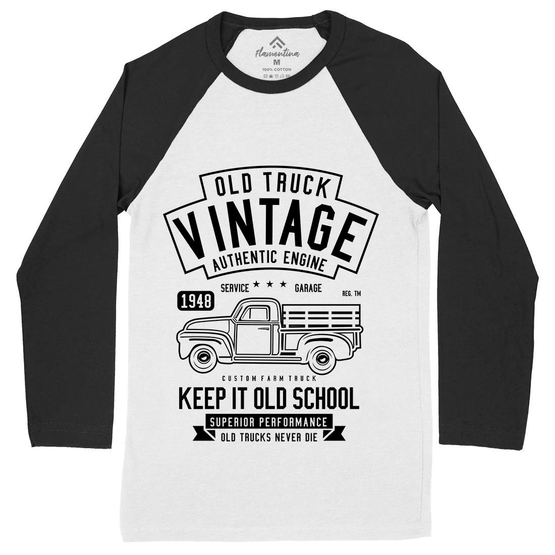 Old Truck Vintage Mens Long Sleeve Baseball T-Shirt Cars B593