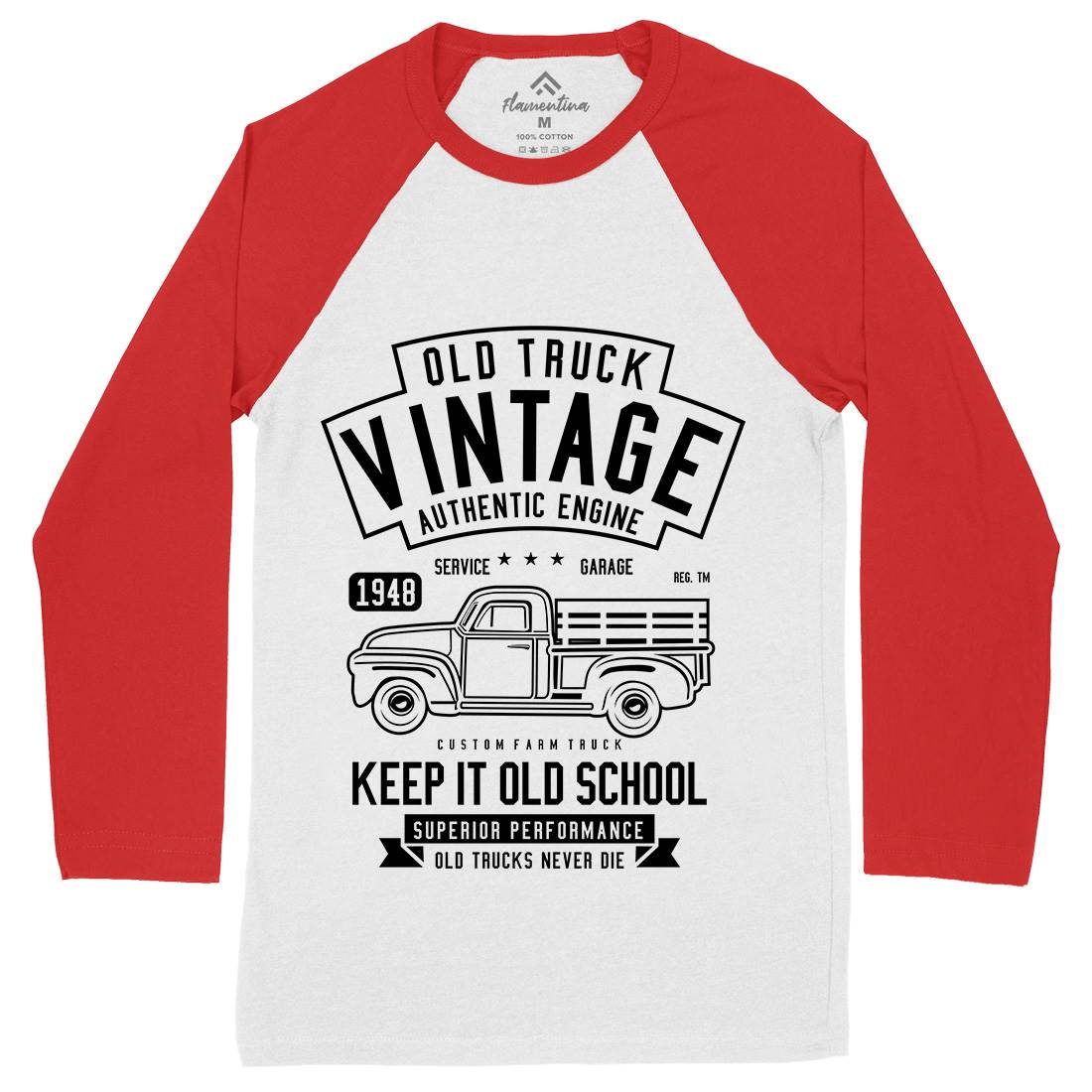 Old Truck Vintage Mens Long Sleeve Baseball T-Shirt Cars B593