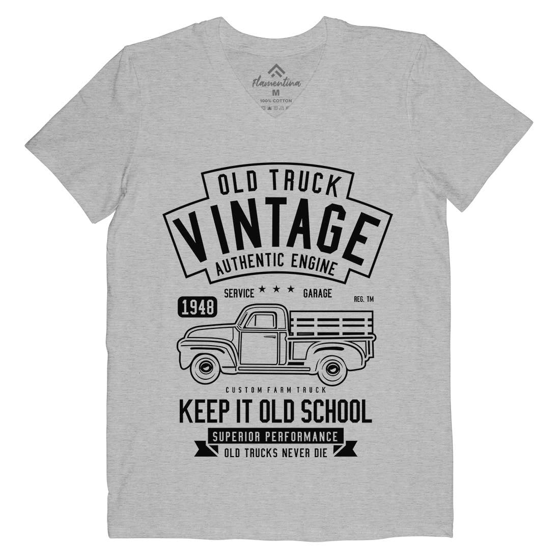 Old Truck Vintage Mens Organic V-Neck T-Shirt Cars B593