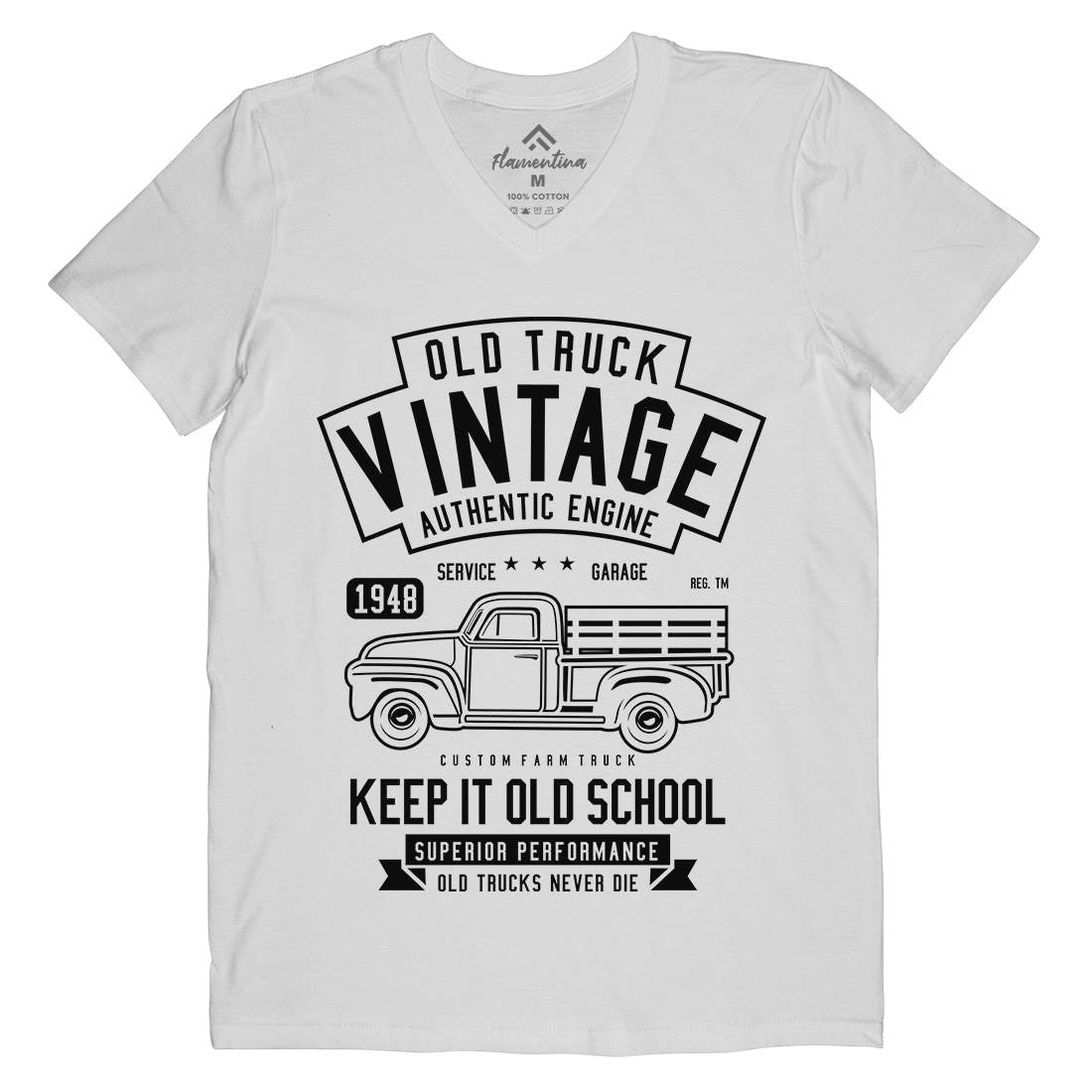 Old Truck Vintage Mens Organic V-Neck T-Shirt Cars B593