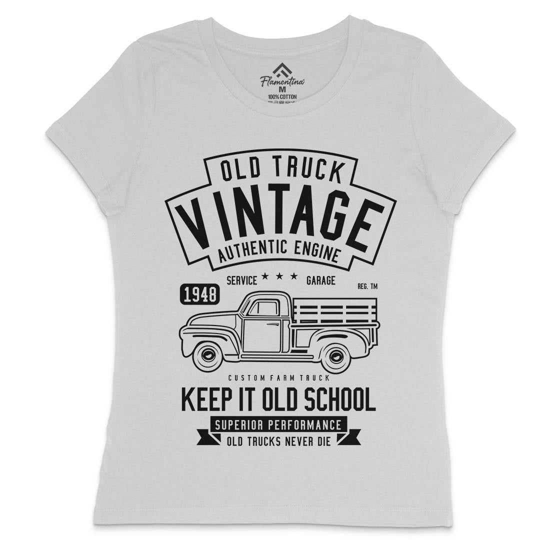 Old Truck Vintage Womens Crew Neck T-Shirt Cars B593