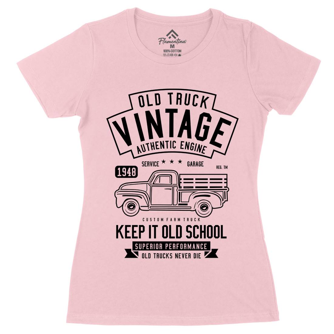 Old Truck Vintage Womens Organic Crew Neck T-Shirt Cars B593