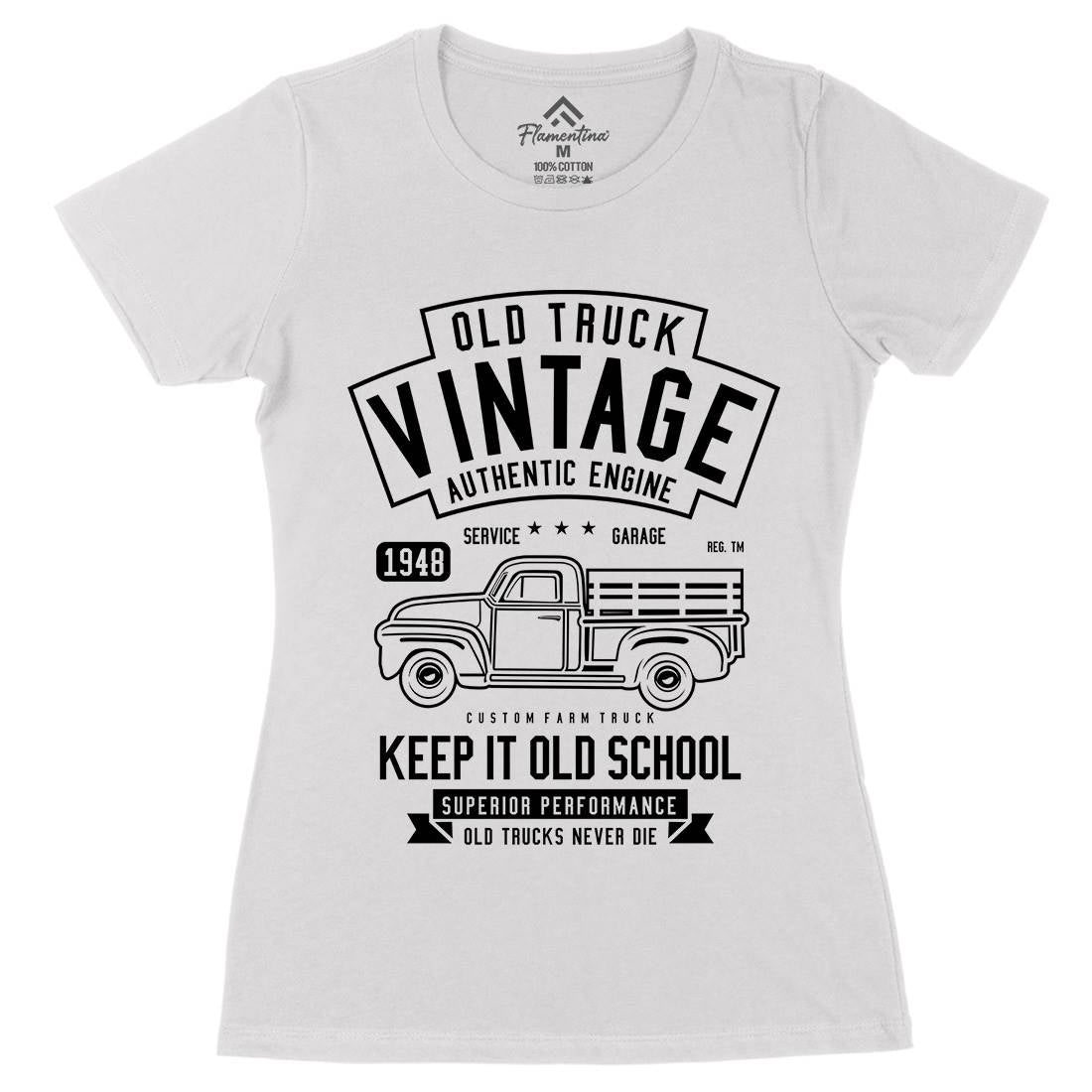 Old Truck Vintage Womens Organic Crew Neck T-Shirt Cars B593
