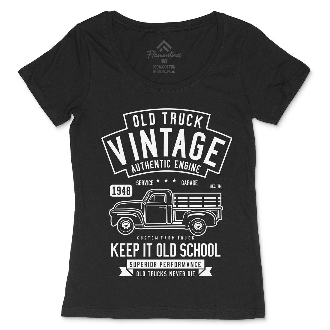 Old Truck Vintage Womens Scoop Neck T-Shirt Cars B593