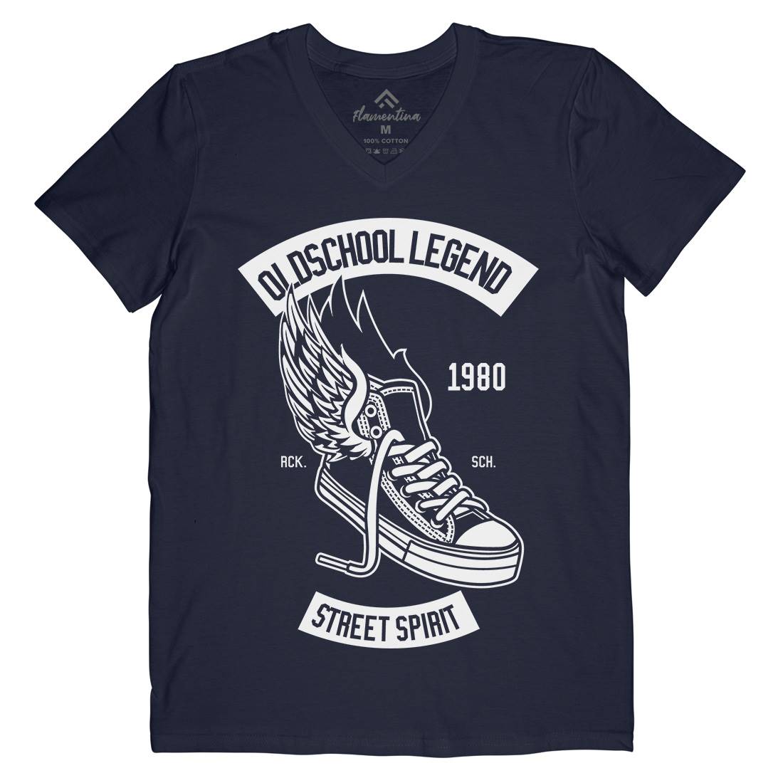 Oldschool Legend Mens Organic V-Neck T-Shirt Retro B594