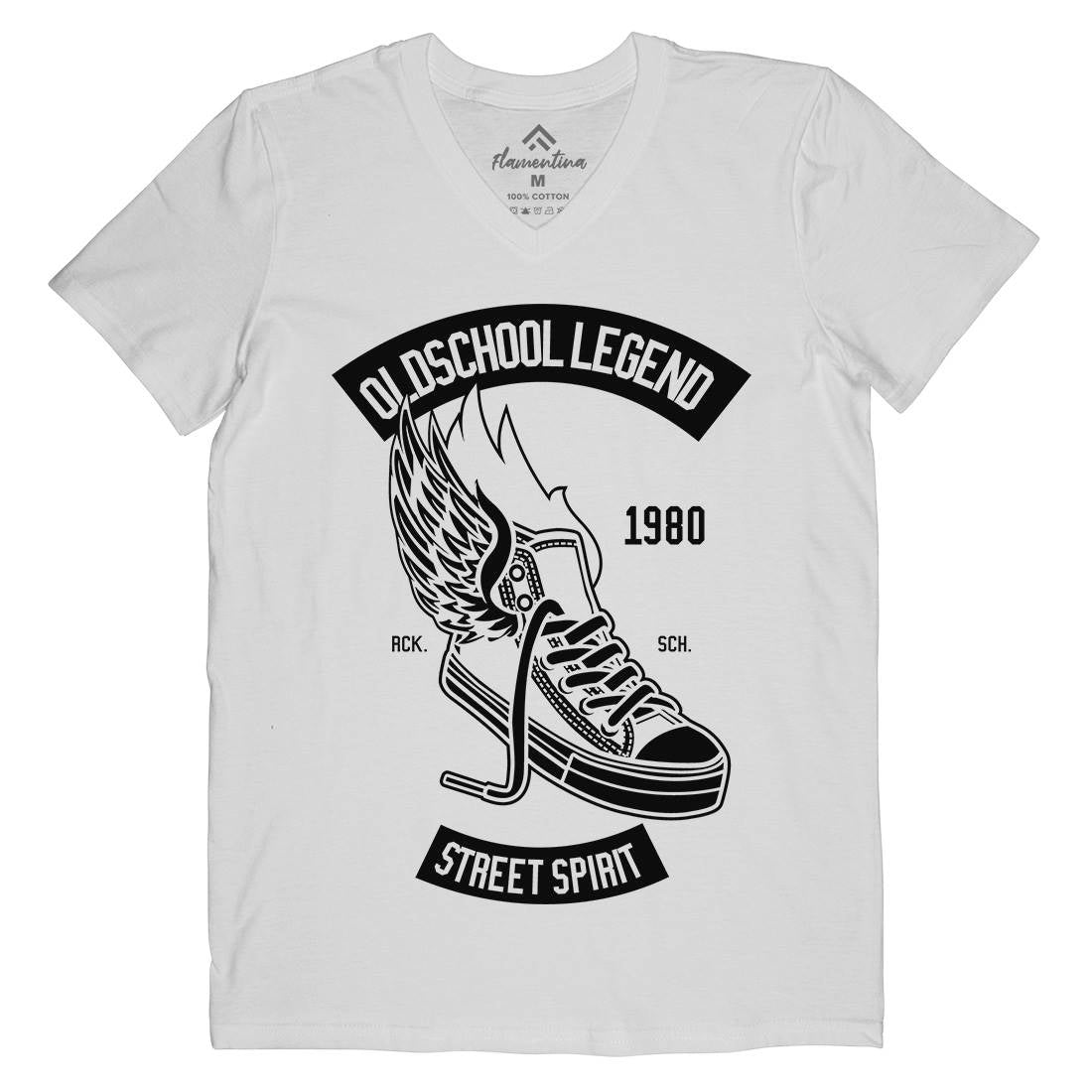 Oldschool Legend Mens Organic V-Neck T-Shirt Retro B594