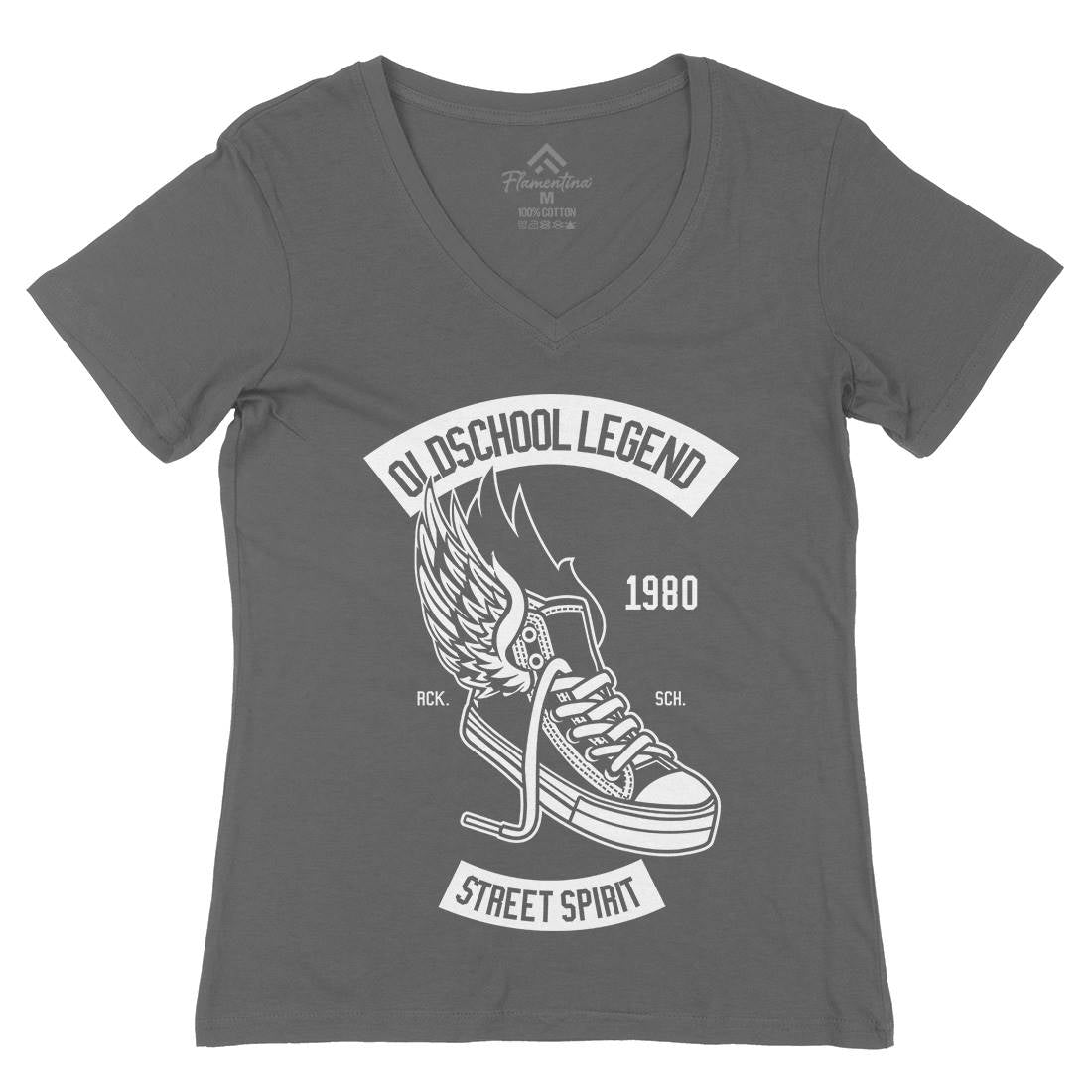Oldschool Legend Womens Organic V-Neck T-Shirt Retro B594