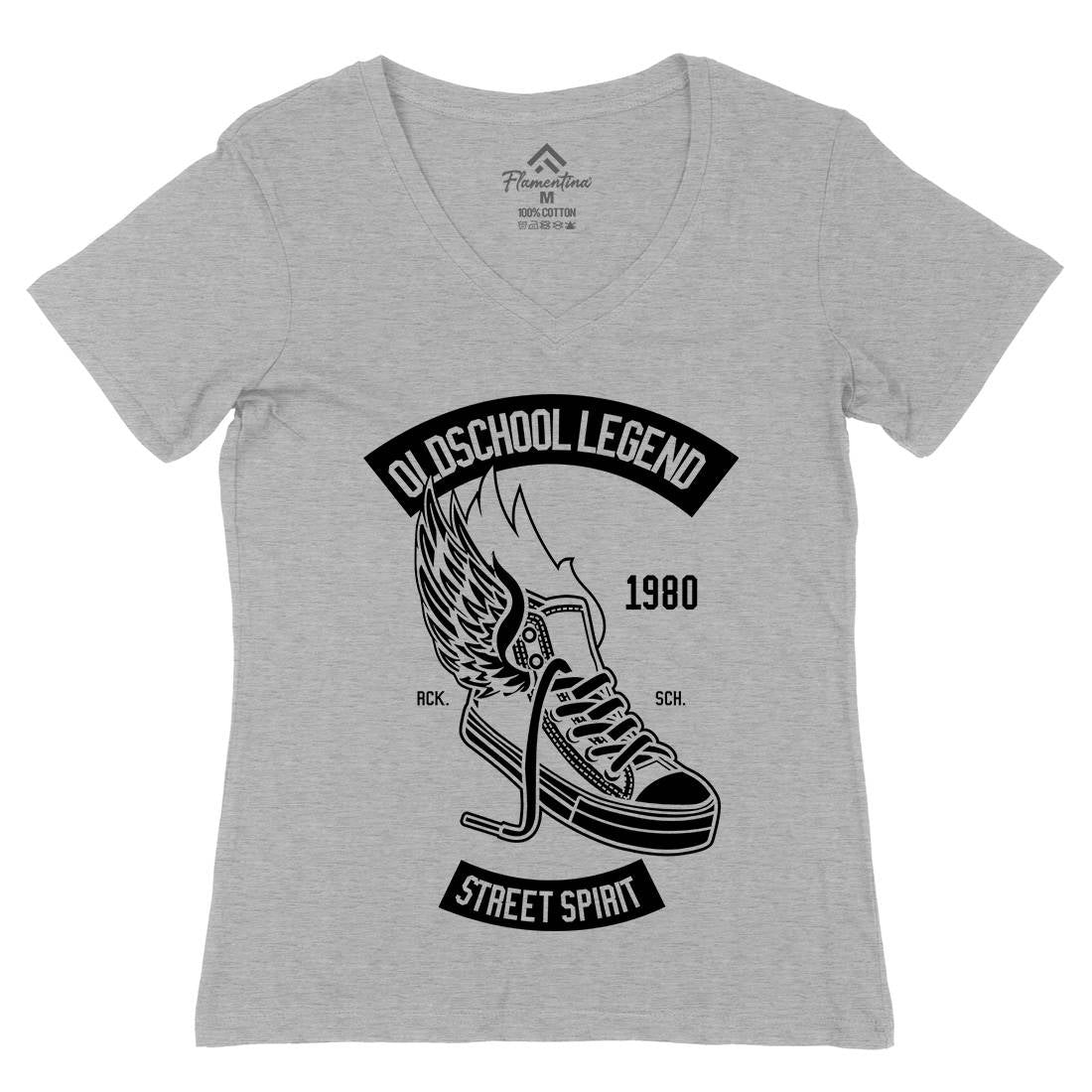 Oldschool Legend Womens Organic V-Neck T-Shirt Retro B594