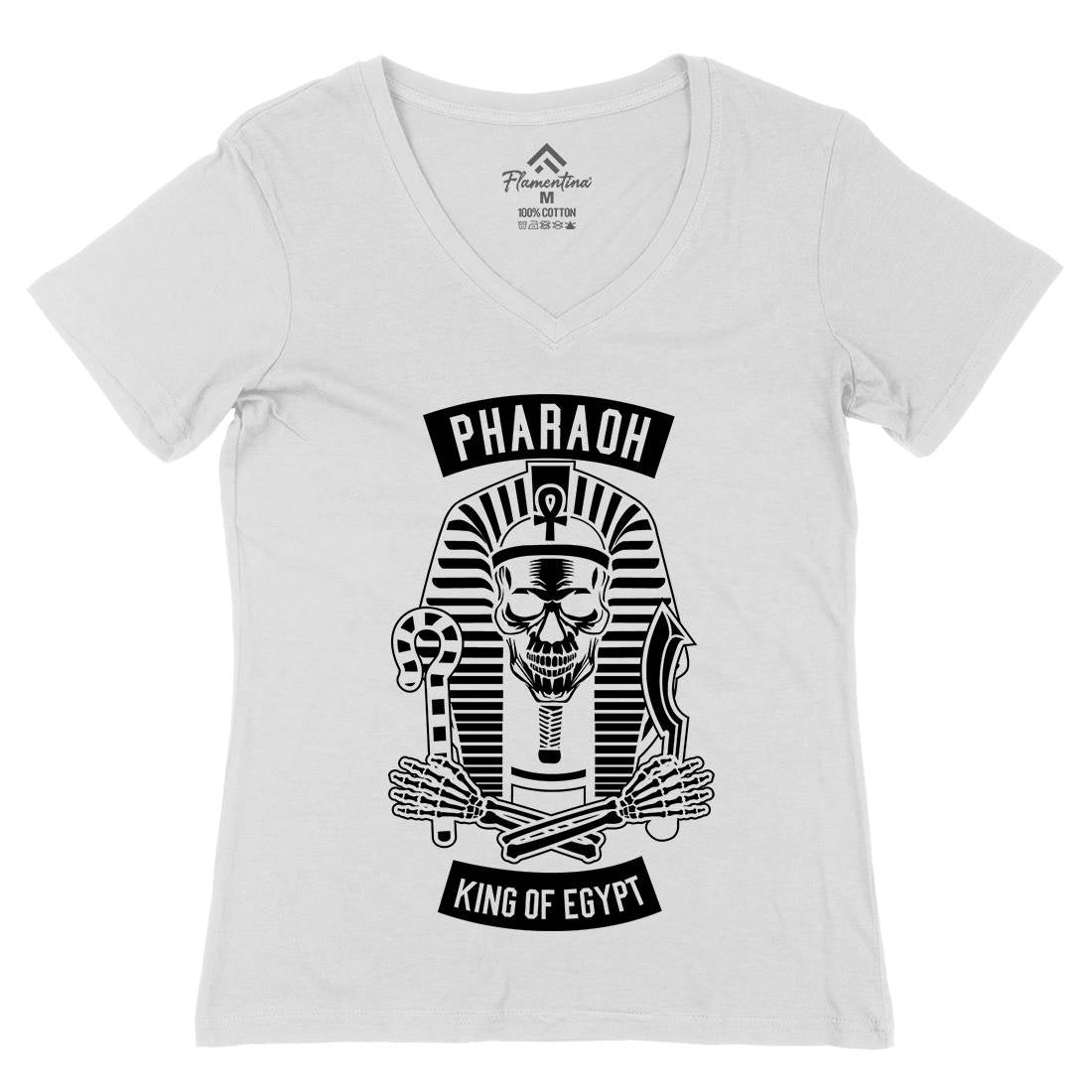 Pharaoh King Of Egypt Womens Organic V-Neck T-Shirt Religion B596