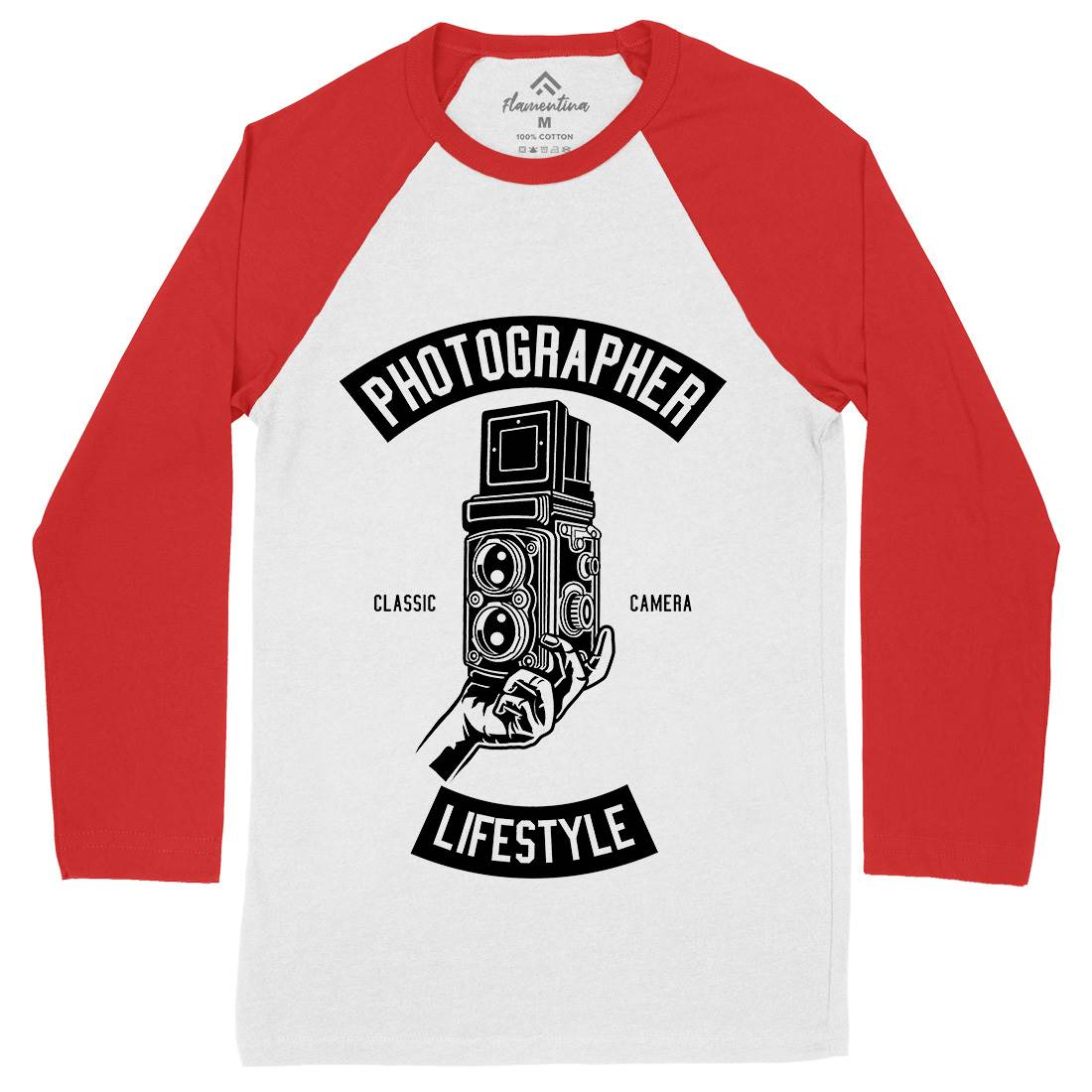Photographer Lifestyle Mens Long Sleeve Baseball T-Shirt Media B597