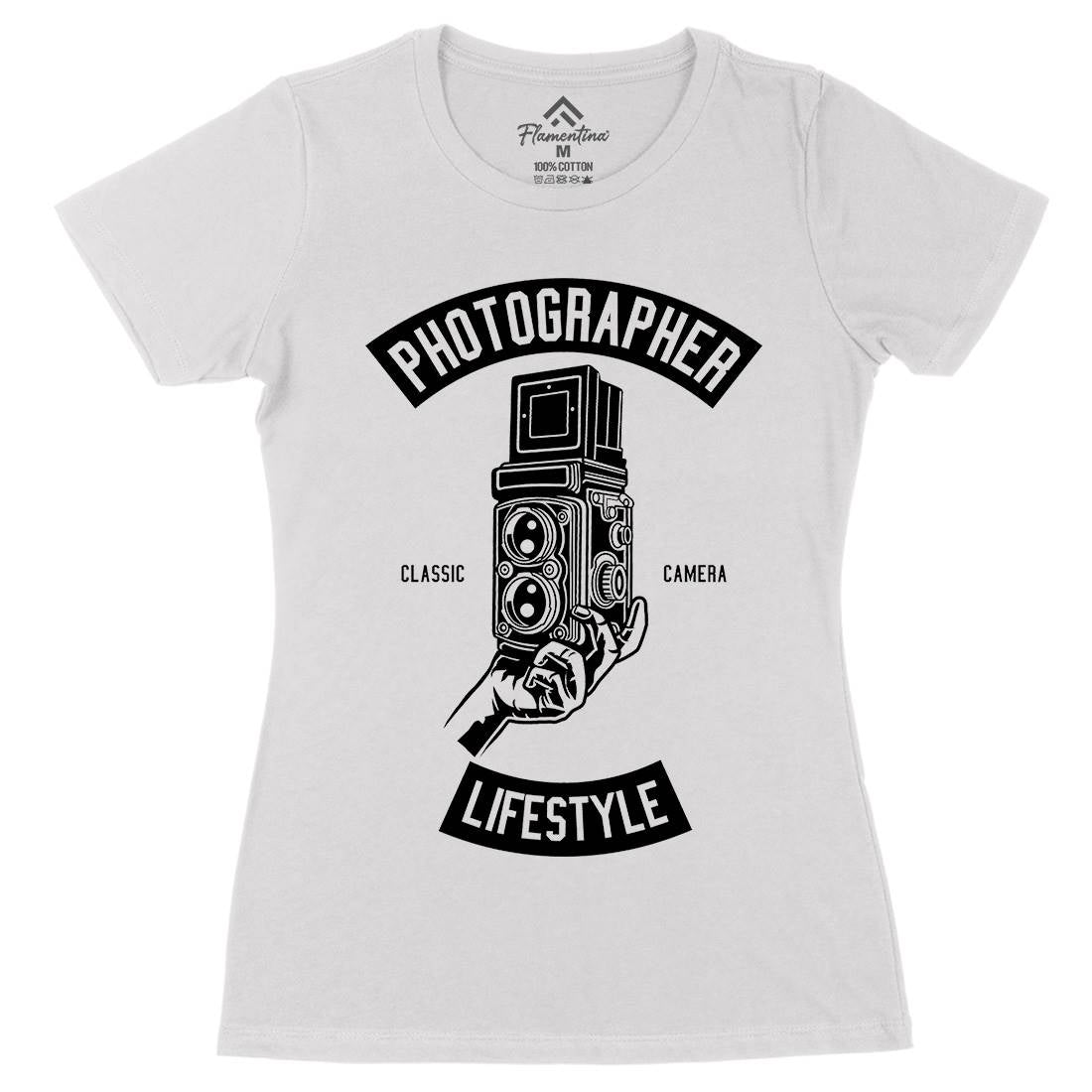 Photographer Lifestyle Womens Organic Crew Neck T-Shirt Media B597