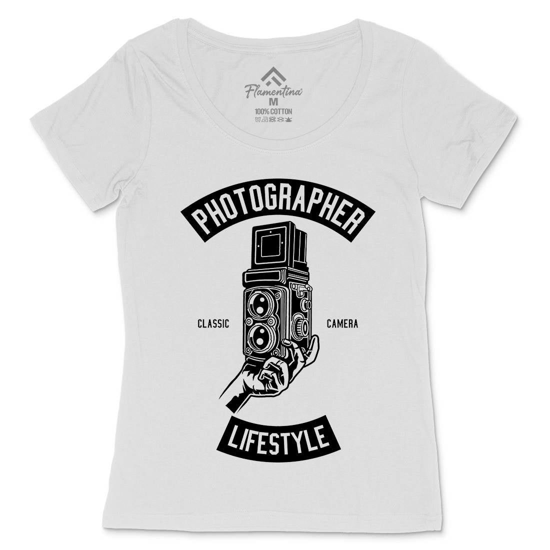 Photographer Lifestyle Womens Scoop Neck T-Shirt Media B597