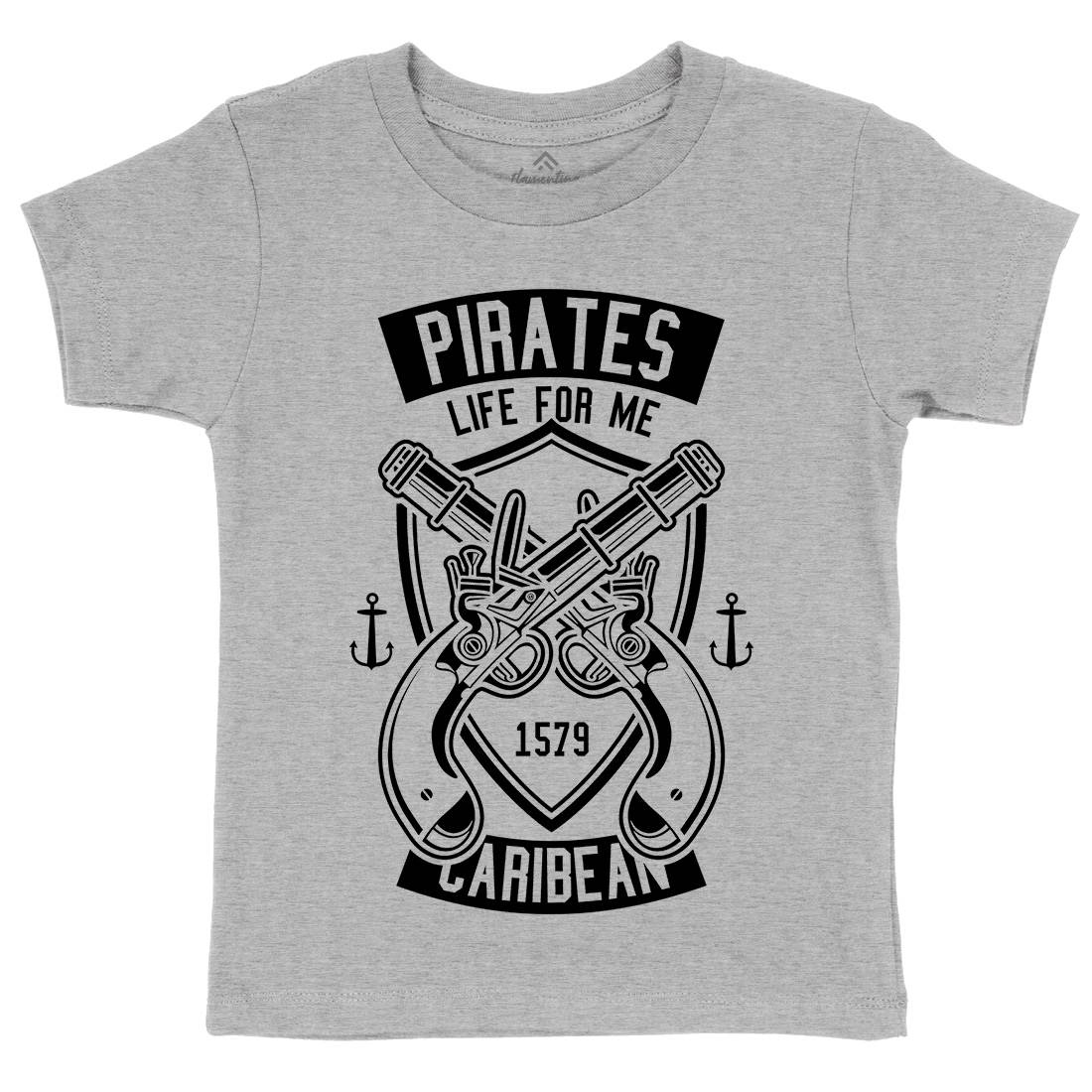 Caribbean Pirates Kids Crew Neck T-Shirt Navy B598