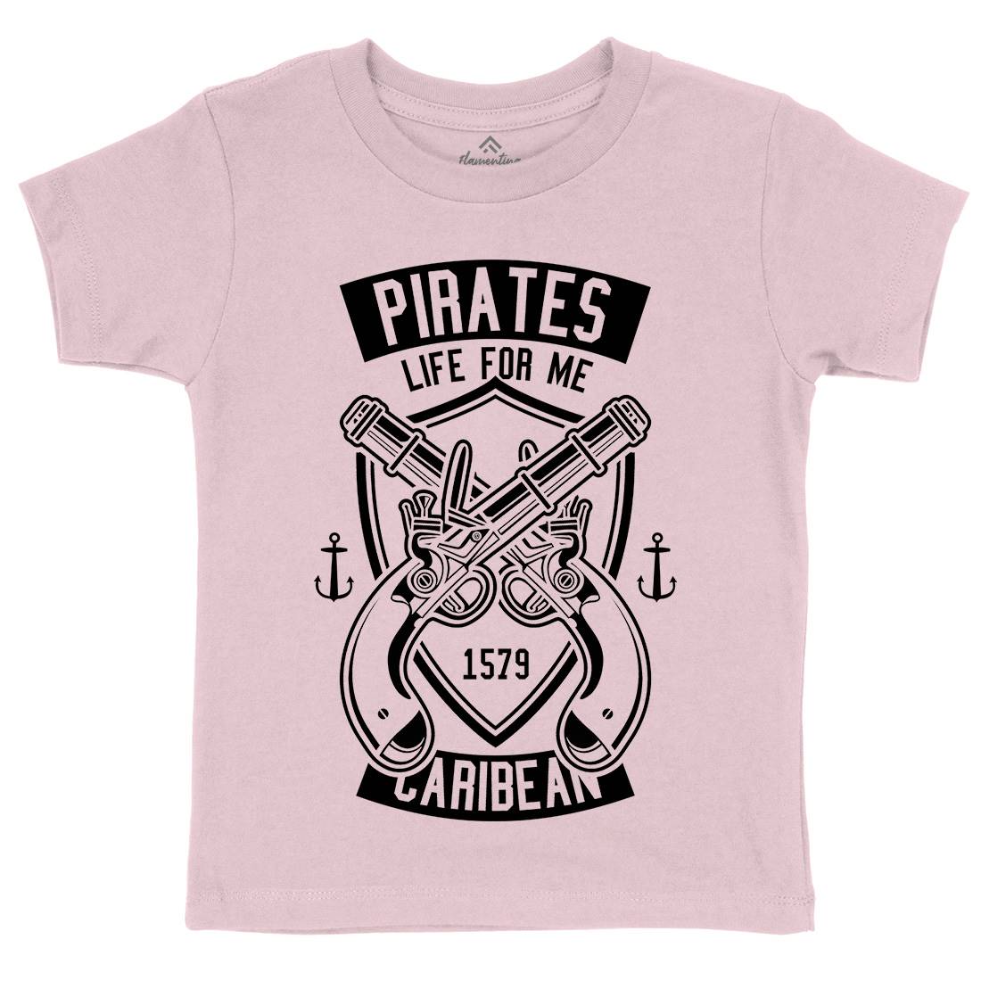 Caribbean Pirates Kids Organic Crew Neck T-Shirt Navy B598