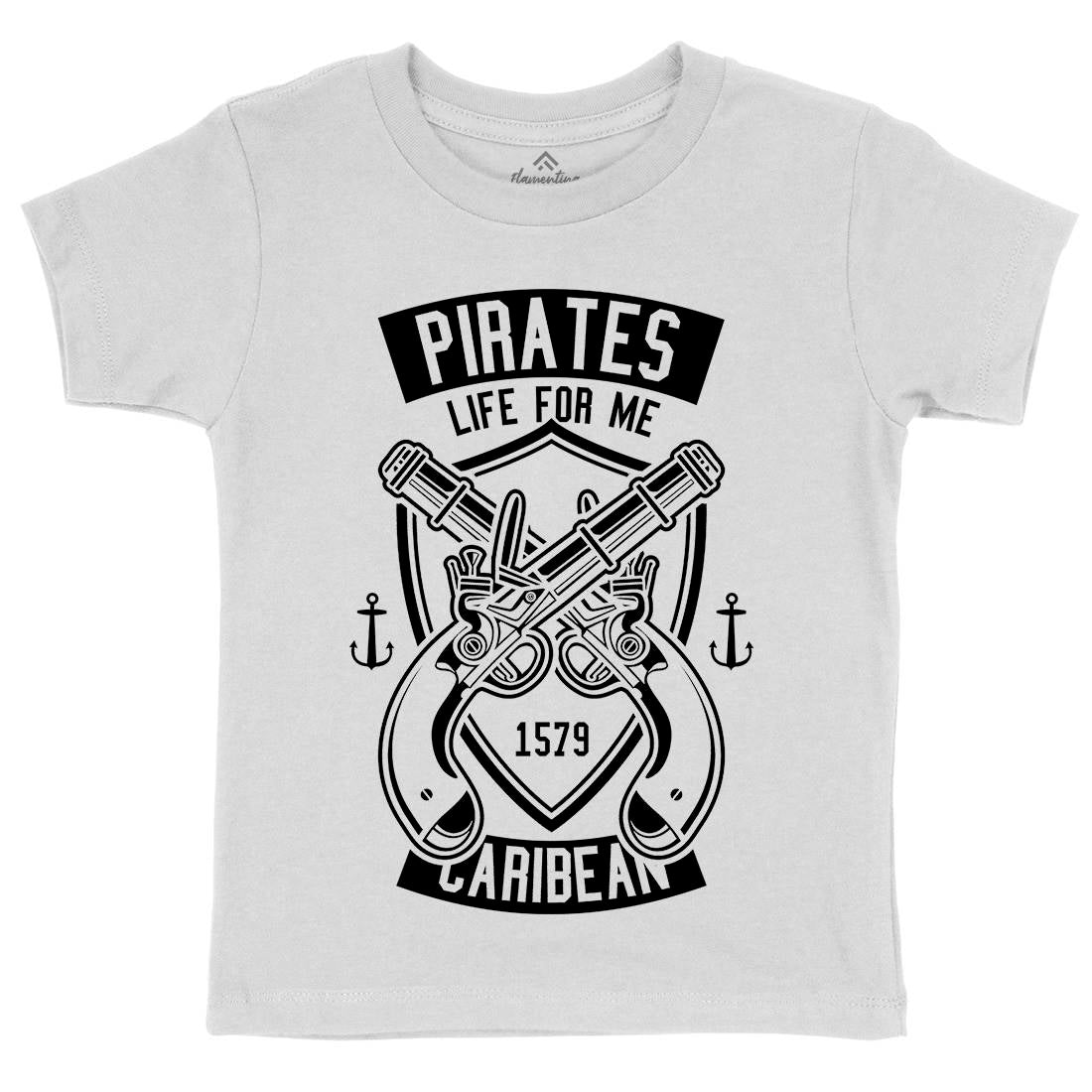 Caribbean Pirates Kids Organic Crew Neck T-Shirt Navy B598