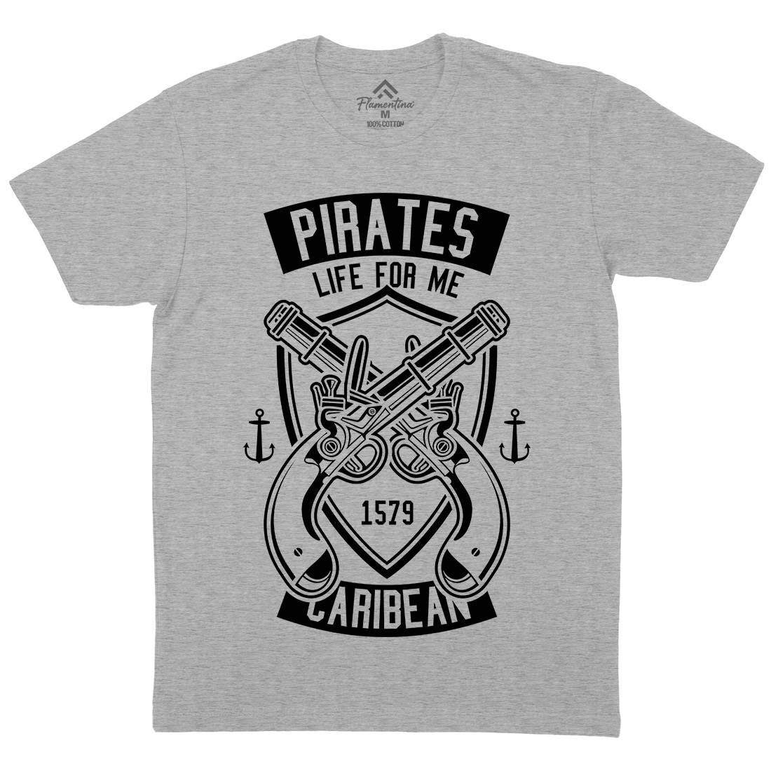 Caribbean Pirates Mens Crew Neck T-Shirt Navy B598