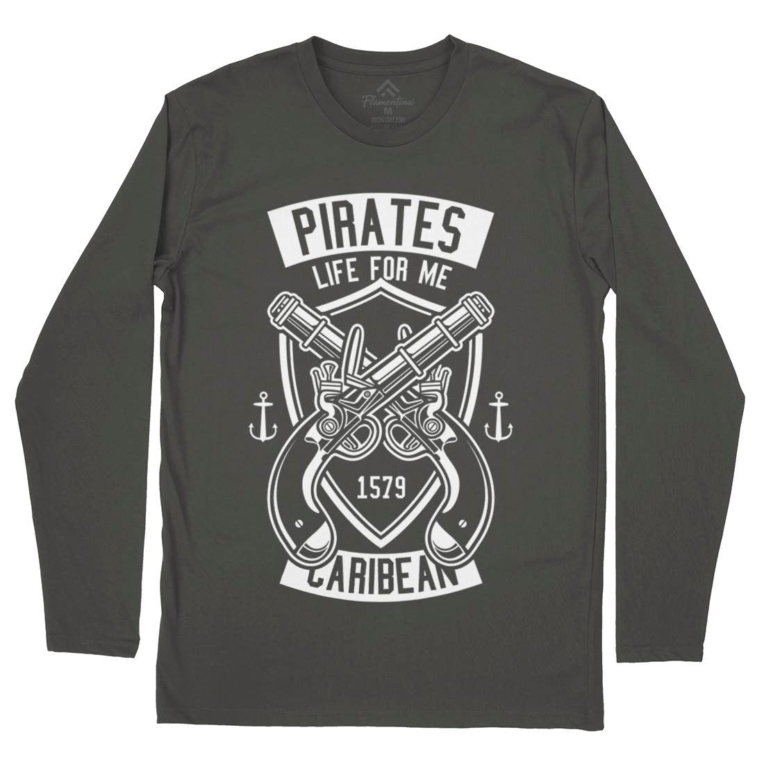 Caribbean Pirates Mens Long Sleeve T-Shirt Navy B598